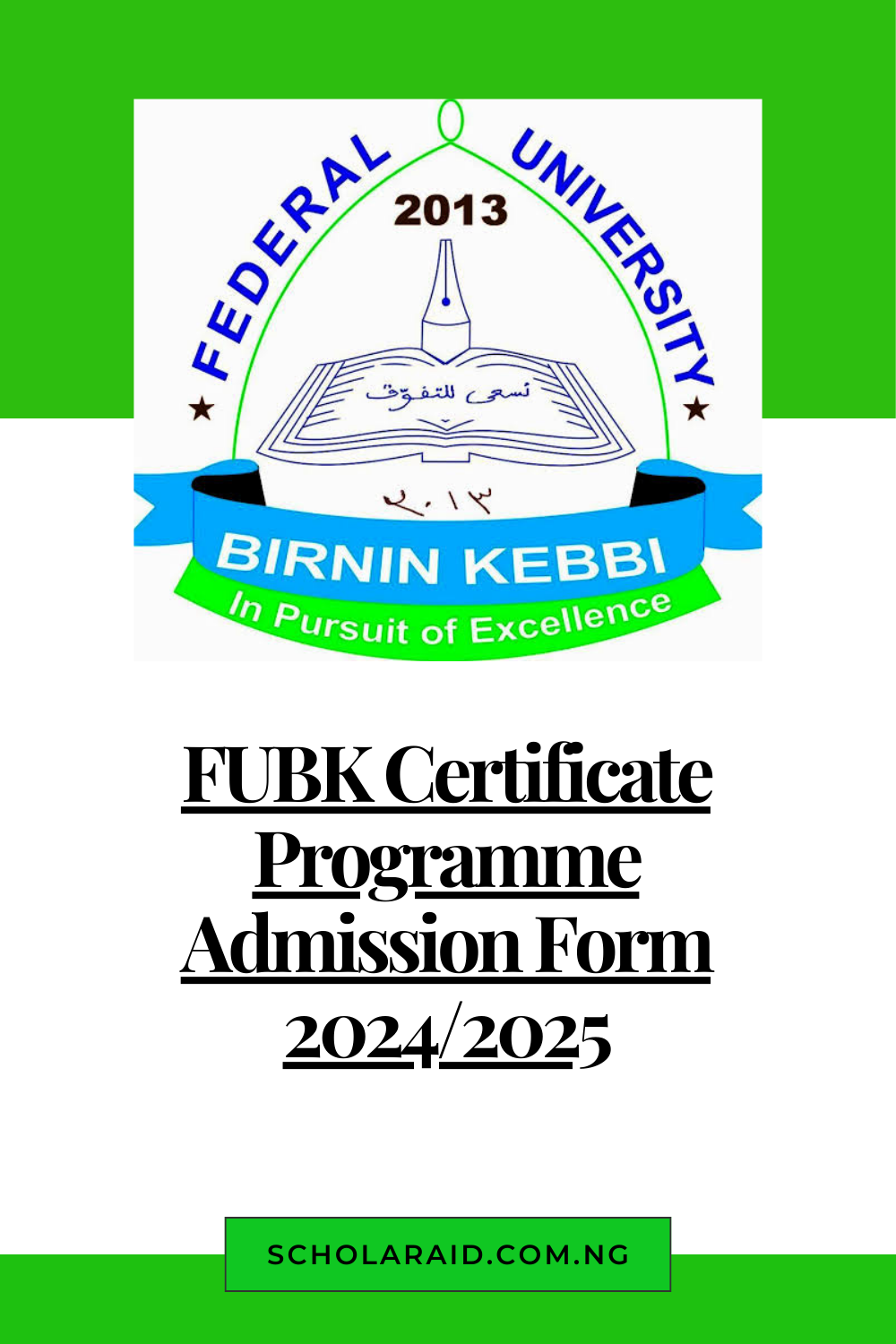 FUBK Certificate Programme Admission Form 2024/2025