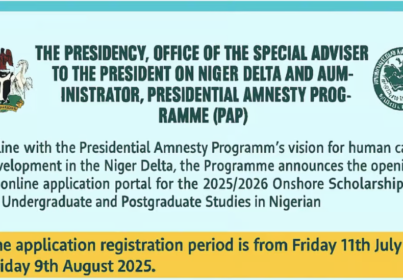 Presidential Amnesty Programme Scholarship 2025/2026: Application Guide, Eligibility, and Deadline